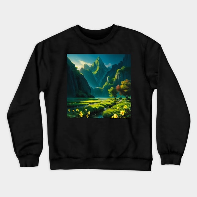 Floral Valley on the River Mirar Sword Coast DND Crewneck Sweatshirt by CursedContent